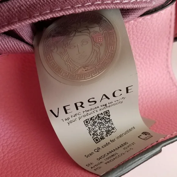 Versace La Medusa Convertible Leather Crossbody Bag Pink - Picture 9 of 11